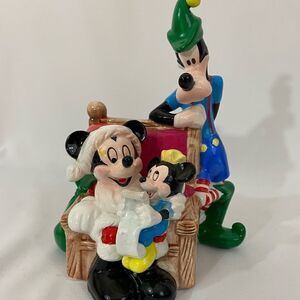 Vintage Schmid Mickey Mouse and Goofy Christmas Music Box